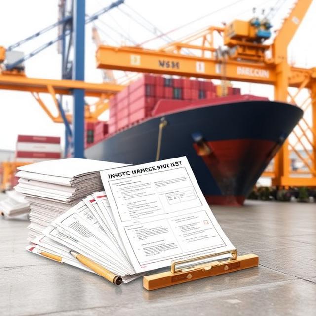Export import documentation with container ship in background